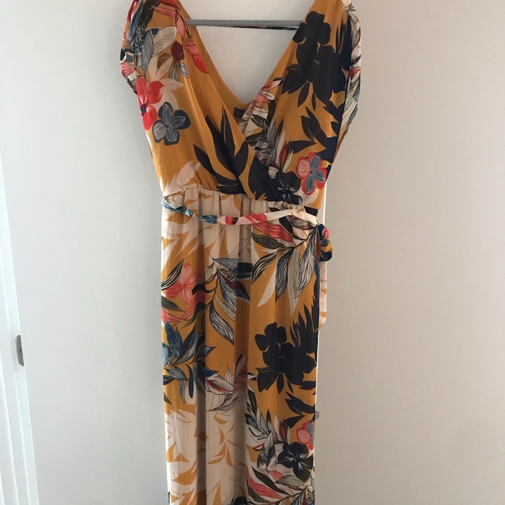 Luxology Navy & Gold Floral dress